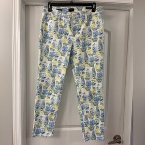 Talbots NWT Watercolor Vases  print slim ankle jean, size 12